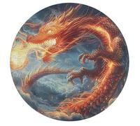 Divine Dragon 195 Piece Round Jigsaw Puzzle Magical Animals Animal Shape Premium Large Format Puzzle Stress Relief Relaxing Activity for Families Home Wall Art 195 PCS