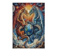 Divine Dragon 300 Piece Pack Classic Jigsaw Puzzle Magical Animals Couple Puzzle Partners Ultra Difficult Wall Decor Easter New Year Eco Friendly Cardboard 300 PCS
