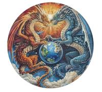 Divine Dragon 68 Piece Circular Jigsaw Puzzle Magical Animals Animal Shape All Ages Educational Puzzle Stress Relief Home Decor Gift Idea Educational Challenging 68 PCS