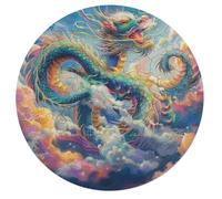 Divine Dragon 68 Piece Round Jigsaw Puzzle Magical Animals Animal Shape Premium Large Format Puzzle Stress Relief Relaxing Activity for Families Home Wall Art 68 PCS