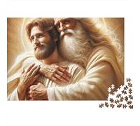 Divine Father Embracing Son 1000 Piece Puzzles Colorful God & Jesus Decoration Puzzle Decompression Jigsaw for Men And Women Challenging Puzzles Jigsaw Puzzles for Adults 70x50cm/1000pcs