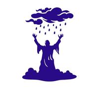 Divine Figure embracing rain with Outstretched arms in a Dramatic Stormy Scene Fine Carving Stickers 36x49cm Waterproof DarkBlue
