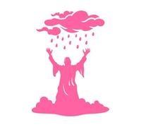Divine Figure embracing rain with Outstretched arms in a Dramatic Stormy Scene Wall Decals Paster Paper 57.6x78.4cm Car Body Decoration Pink