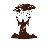 Divine Figure embracing rain with Outstretched arms in a Dramatic Stormy Scene Wall Decals Paster Paper 36x49cm Art Decoration Coffee