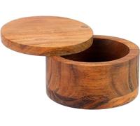 Divine Glance Acacia Wood Salt or Spice Box with Swivel Cover perfect for keeping table salt, gourmet salts, herbs or favorite seasonings, close at hand on your countertop