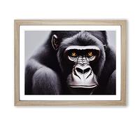 Divine Gorilla Framed Print | A3 Oak Framed Wall Art | Ready to Hang | Modern Animal Picture | Living Room Bedroom Lounge Office
