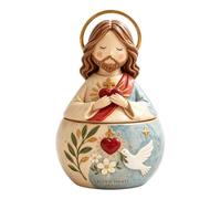 Divine Grace Collection: Hand-Painted Sacred Heart Jesus & Blessed Mary Keepsake Box，A