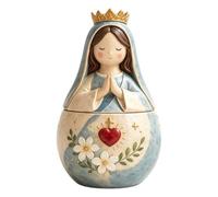 Divine Grace Collection: Hand-Painted Sacred Heart Jesus & Blessed Mary Keepsake Box，B