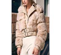 Divine Grace Women's Beige Faux Fur Faux Leather Jacket | Size: XL Divine Grace Beige XL
