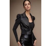Divine Grace Women's Black Faux Leather Zip Front Jacket | Size: Large Divine Grace Black L