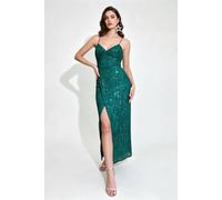 Divine Grace Women's Emerald Sequin Maxi Dress in Green | Size: 12 Divine Grace Green 12