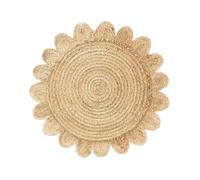 Divine Handicrafts Hibiscus Round Jute Rug | Handwoven Flower Shaped Boho Eco-Friendly Indoor Area Rug (120x120 cm)