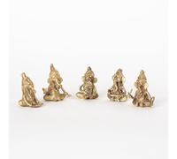 Divine Handicrafts Lord Ganesh Mini Brass Amulet - Pack of 5 Small Ganesha Statues,Brass Ganpati Murti Figurines for Home, Office & Temple,Religious Gift Showpiece