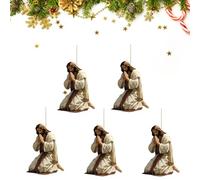Divine Hanging Ornament, 2D Retro Jesus Car Hanging Decor, Acrylic Flat Mirror Ornament Cross for Car Mirror Hangings Christian Gifts for Men Women, Religious Cars Decoration (White C 5pcs)