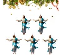 Divine Hanging Ornament, 2D Retro Jesus Car Hanging Decor, Acrylic Flat Mirror Ornament Cross for Car Mirror Hangings Christian Gifts for Men Women, Religious Cars Decoration (Blue B 5pcs)