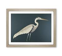 Divine Heron Bird Framed Print | A2 Oak Framed Wall Art | Ready to Hang | Modern Animal Picture | Living Room Bedroom Lounge Office