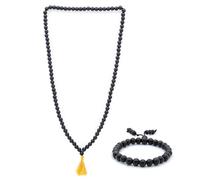 Divine Hindu Original Karungali Malai Mala 108-Beads & Karungali Malai Bracelet Combo for Men and Women Lab Tested Black Ebony Wood Karungali Mala & Bracelet Set, 6mm, Wood, No Gemstone