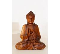 Divine Imports Ltd Handcrafted in BALI Natural Suar Wood Buddha Statue, Vitarka Mudra Teaching Pose, Traditional Spiritual Decor, 55cm or 62cm Height, Home Meditation Space (55cm)
