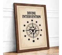 Divine Intervention Minimalist Framed Wall Art Print A4 (29.7×21cm) Walnut, Wall Decor for Living Room, Bedroom, Office & Home, Ready to Hang, Art Gift