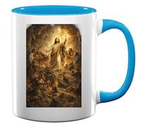 Divine Light Overcoming Darkness Ceramic Tea Coffee Mug Light Blue