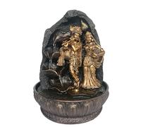 Divine Love Radha Krishna Indoor Tabletop Water Fountain with LED Light, USB Resin Hindu Statue Water Feature for Home, Office, Meditation, Prayer Room & Spiritual Décor, 29cm