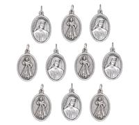 Divine Mercy and Saint Faustina Medals | 10 Pack of Silver-Tone Pendants | DIY Religious Jewelry and Chaplets | Great Catholic Gift for First Holy Communion and Confirmation