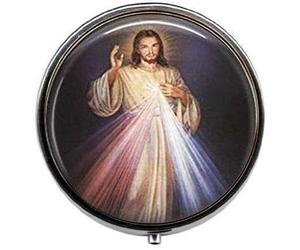 Divine Mercy Catholic Jewelry Jesus Jewelry - Art Photo Pill Box - Charm Pill Box - Glass Candy Box