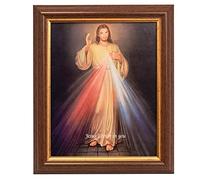 Divine Mercy Print in Walnut Frame | 12 x 10 | Jesus, I Trust in You | Christian and Catholic Home Décor | Great Religious Gift for First Holy Communion, Confirmation, Weddings, and Housewarming