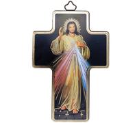 Divine Mercy Wall Cross | 5.25" Tall | Outlined in Gold-Tone Foil | Christian Home Decoration | Catholic Gift for First Holy Communion or Confirmation | Made in Italy