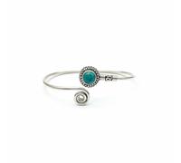 Divine Ornaments 925 Sterling Silver Adjustable Open Cuff Bangle Bracelet, Handmade Balinese Wire Wrapped Gemstone Solitaire Jewelry, 9 Gram
