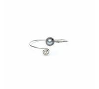 Divine Ornaments 925 Sterling Silver Adjustable Open Cuff Bangle Bracelet, Handmade Balinese Wire Wrapped Gemstone Solitaire Jewelry, 9 Gram
