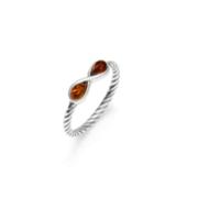 Divine Ornaments 925 Sterling Silver Amber Infinity Ring for Women, Handmade Teardrop Gemstone Twisted Rope Band Jewelry