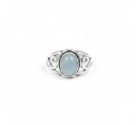 Divine Ornaments 925 Sterling Silver Boho Chic Oval Ring for Women Turquoise, Labardorite and more (Aquamarine, US-11/UK-V)