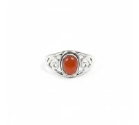 Divine Ornaments 925 Sterling Silver Boho Chic Oval Ring for Women Turquoise, Labardorite and more (Carnelian, US- 8/ UK- P)