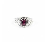 Divine Ornaments 925 Sterling Silver Boho Chic Oval Ring for Women Turquoise, Labardorite and more (Garnet, US- 4/ UK- H)