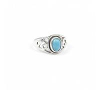 Divine Ornaments 925 Sterling Silver Boho Chic Oval Ring for Women Turquoise, Labardorite and more (Larimar, US- 9/ UK- R)