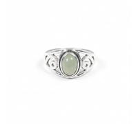 Divine Ornaments 925 Sterling Silver Boho Chic Oval Ring for Women Turquoise, Labardorite and more (Prehnite, US- 6/ UK- L)