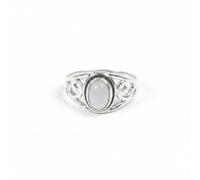 Divine Ornaments 925 Sterling Silver Boho Chic Oval Ring for Women Turquoise, Labardorite and more (Rose Quartz, US- 10/ UK- T)