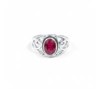 Divine Ornaments 925 Sterling Silver Boho Chic Oval Ring for Women Turquoise, Labardorite and more (Simulated Ruby, US- 8/ UK- P)