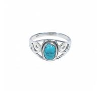 Divine Ornaments 925 Sterling Silver Boho Chic Oval Ring for Women Turquoise, Labardorite and more (Turquoise, US- 5/ UK- J)