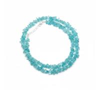 Divine Ornaments 925 Sterling Silver Chip Stone Beaded Necklace, Adjustable Jewelry for Women in Black Onyx, Amethyst and Others (Blue Apatite)