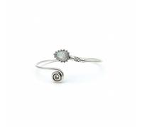 Divine Ornaments 925 Sterling Silver Gemstone Adjustable Open Bangle Bracelet, Boho Stackable Statement Piece, Handmade, 8.2 gram, Pearl, Moonstone, Turquoise and others