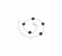 Divine Ornaments 925 Sterling Silver Gemstone Adjustable Station Chain Bracelet, Minimalist Everyday Stackable Jewelry, Available in Tourmaline, Opal, Garnet and Others (Blue Sunstone)