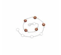 Divine Ornaments 925 Sterling Silver Gemstone Adjustable Station Chain Bracelet, Minimalist Everyday Stackable Jewelry, Available in Tourmaline, Opal, Garnet and Others (Red Sunstone)