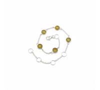Divine Ornaments 925 Sterling Silver Gemstone Adjustable Station Chain Bracelet, Minimalist Everyday Stackable Jewelry, Available in Tourmaline, Opal, Garnet and Others (Golden Rutile)