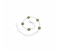 Divine Ornaments 925 Sterling Silver Gemstone Adjustable Station Chain Bracelet, Minimalist Everyday Stackable Jewelry, Available in Tourmaline, Opal, Garnet and Others (Green Tourmaline)