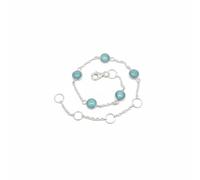 Divine Ornaments 925 Sterling Silver Gemstone Adjustable Station Chain Bracelet, Minimalist Everyday Stackable Jewelry, Available in Tourmaline, Opal, Garnet and Others (Larimar)