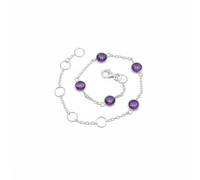 Divine Ornaments 925 Sterling Silver Gemstone Adjustable Station Chain Bracelet, Minimalist Everyday Stackable Jewelry, Available in Tourmaline, Opal, Garnet and Others (Amethyst)