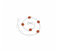 Divine Ornaments 925 Sterling Silver Gemstone Adjustable Station Chain Bracelet, Minimalist Everyday Stackable Jewelry, Available in Tourmaline, Opal, Garnet and Others (Carnelian)