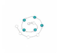 Divine Ornaments 925 Sterling Silver Gemstone Adjustable Station Chain Bracelet, Minimalist Everyday Stackable Jewelry, Available in Tourmaline, Opal, Garnet and Others (Turquoise)